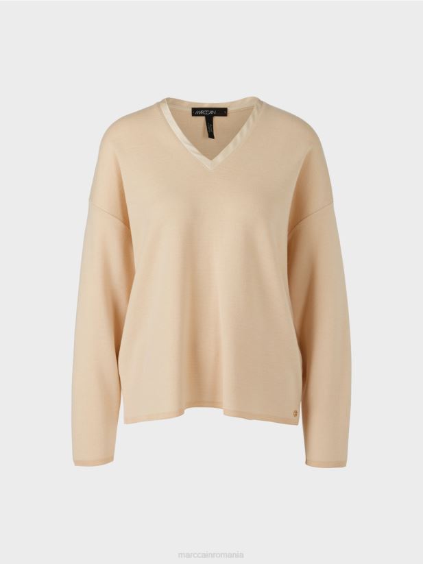 pulover - tricotat in germania Marc Cain crema inchisa îmbrăcăminte 4826HH1089