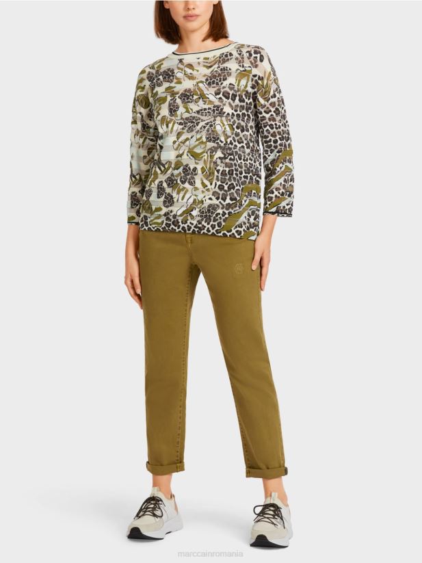 pulover "tricotat in germania" Marc Cain măsline galbene îmbrăcăminte 4826HH1172