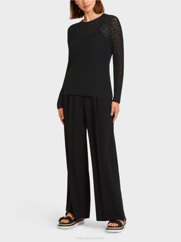 pulover "tricotat in germania" Marc Cain negru îmbrăcăminte 4826HH1200