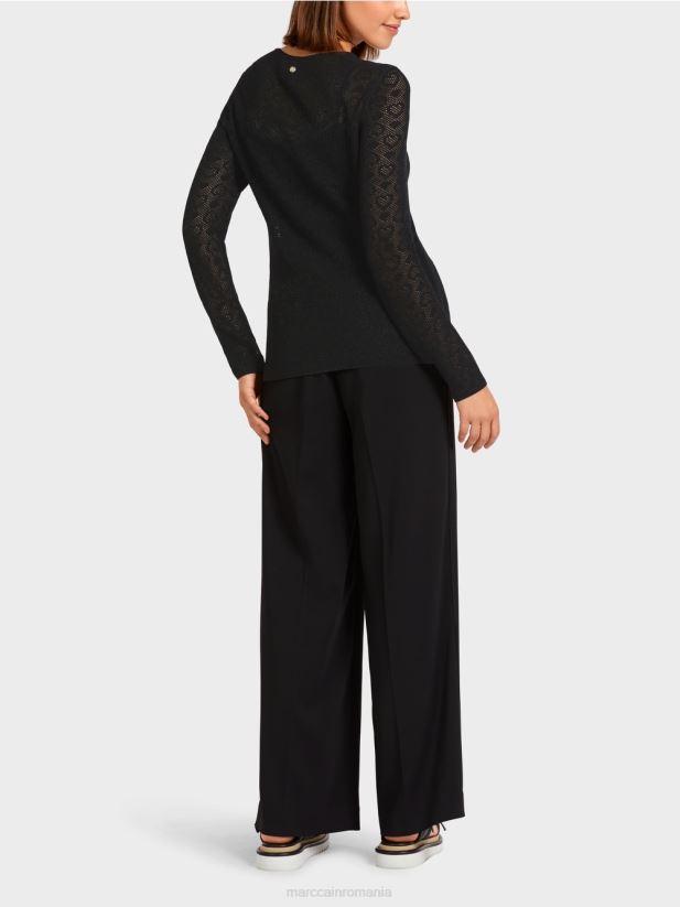 pulover \"tricotat in germania\" Marc Cain negru îmbrăcăminte 4826HH1200