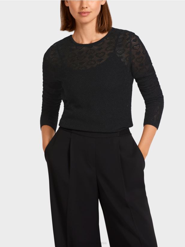 pulover \"tricotat in germania\" Marc Cain negru îmbrăcăminte 4826HH1200