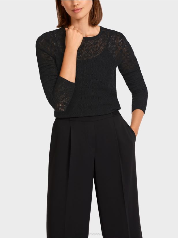 pulover \"tricotat in germania\" Marc Cain negru îmbrăcăminte 4826HH1200