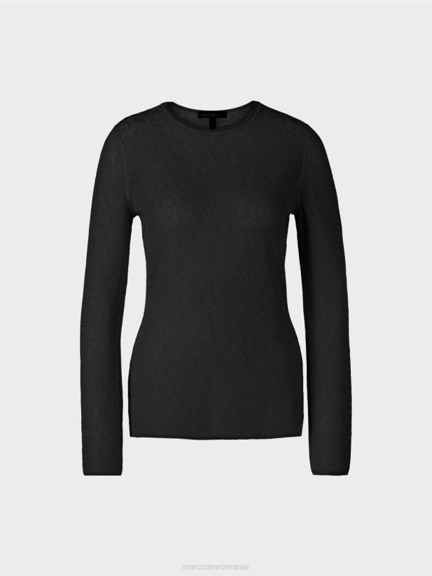 pulover \"tricotat in germania\" Marc Cain negru îmbrăcăminte 4826HH1200