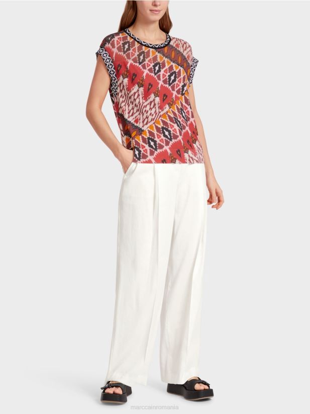 pulover "tricotat in germania" Marc Cain rosu intens îmbrăcăminte 4826HH1131