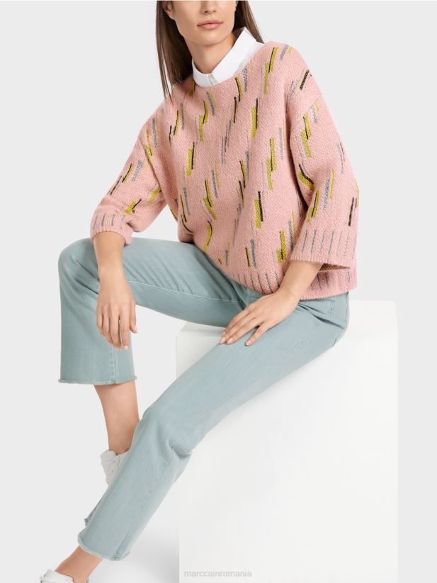 pulover tricotat in germania Marc Cain roz pudra moale îmbrăcăminte 4826HH1111