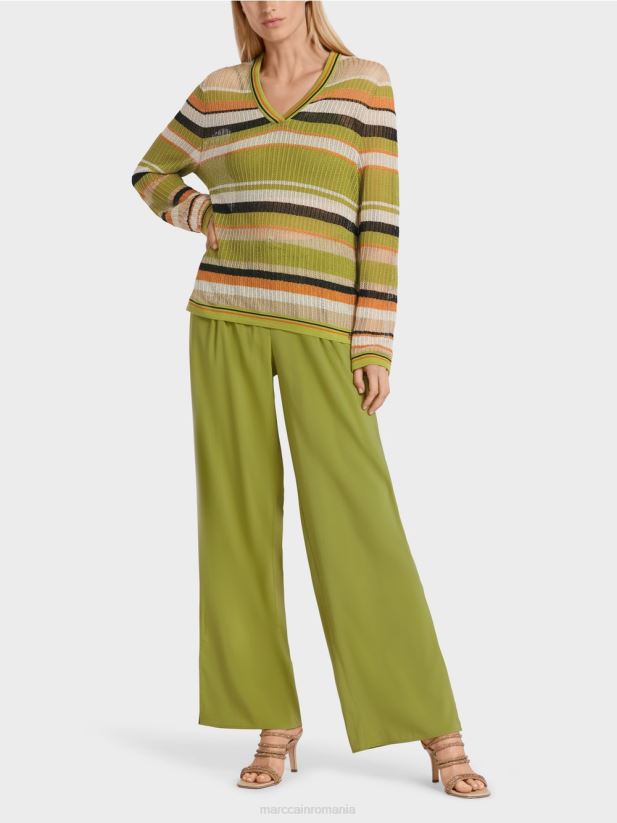 pulover "tricotat in germania" Marc Cain verde oliv intens îmbrăcăminte 4826HH1147