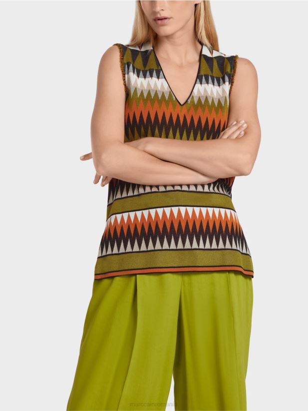 pulover \"tricotat in germania\" Marc Cain verde oliv intens îmbrăcăminte 4826HH1148