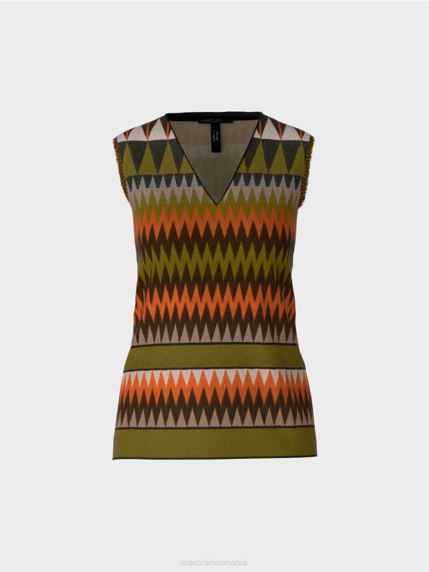 pulover \"tricotat in germania\" Marc Cain verde oliv intens îmbrăcăminte 4826HH1148