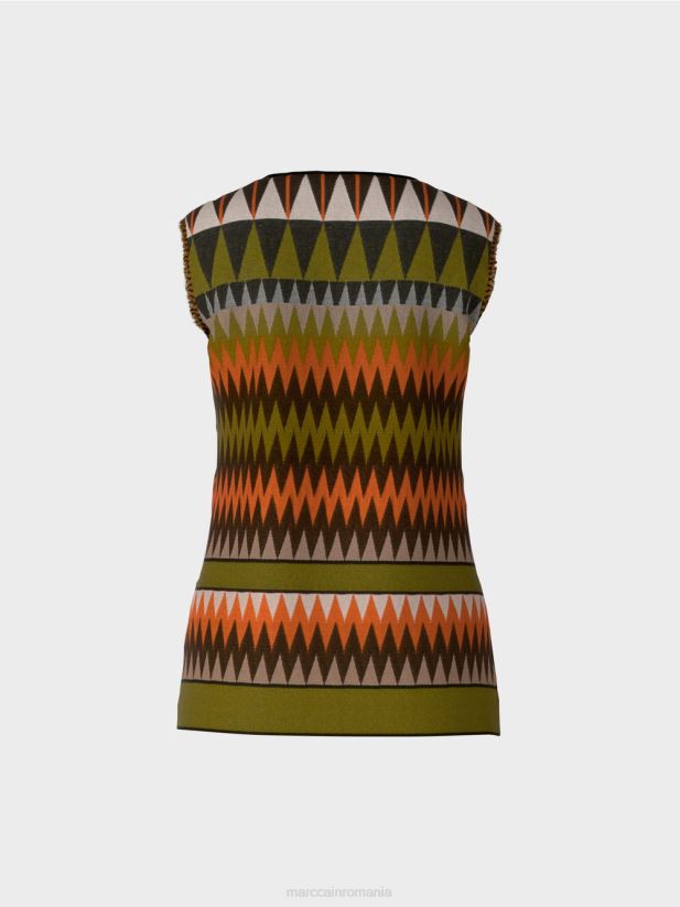 pulover \"tricotat in germania\" Marc Cain verde oliv intens îmbrăcăminte 4826HH1148