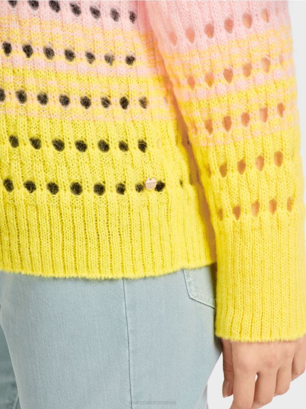 pulover tricotat în dungi germane Marc Cain lămâie moale îmbrăcăminte 4826HH1115