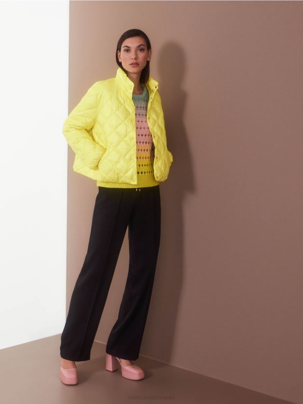 pulover tricotat în dungi germane Marc Cain lămâie moale îmbrăcăminte 4826HH1115