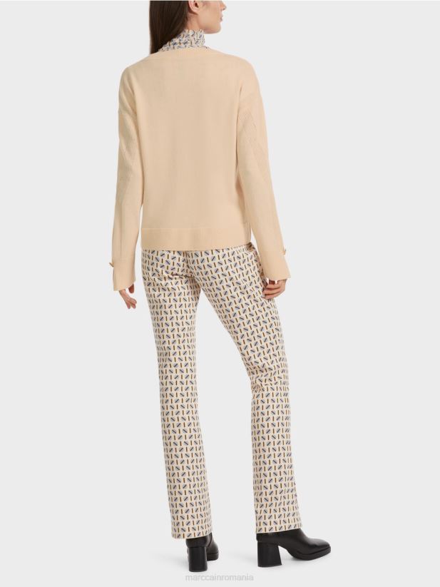 pulover tricotat „rethink together”. Marc Cain crema inchisa îmbrăcăminte 4826HH1084