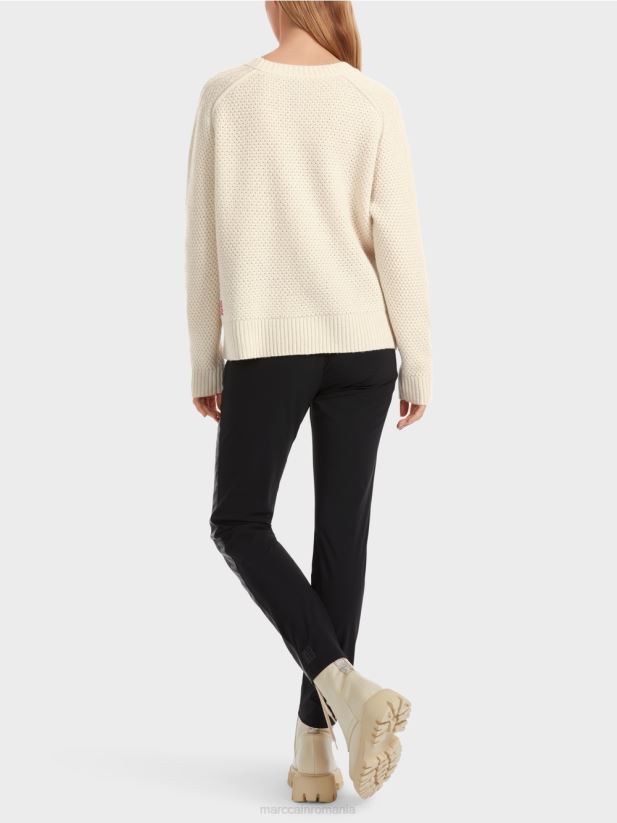 pulover tricotat „rethink together”. Marc Cain lapte de migdale îmbrăcăminte 4826HH1043