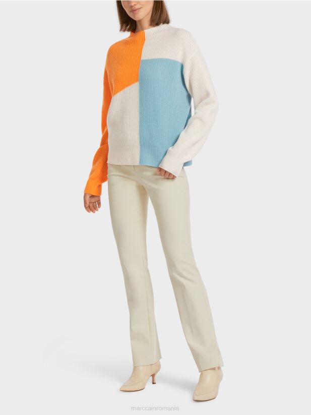 pulover tricotat supradimensionat Marc Cain portocaliu limpede îmbrăcăminte 4826HH1208