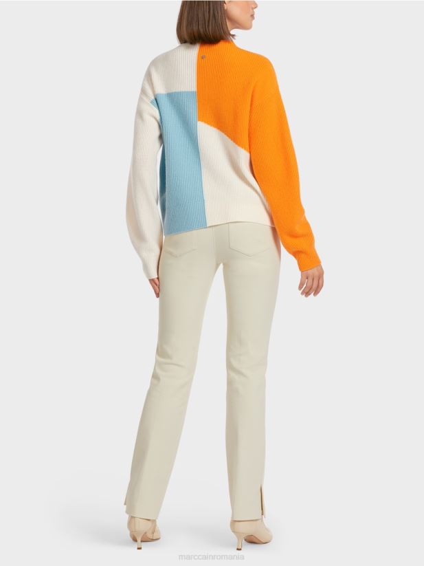 pulover tricotat supradimensionat Marc Cain portocaliu limpede îmbrăcăminte 4826HH1208