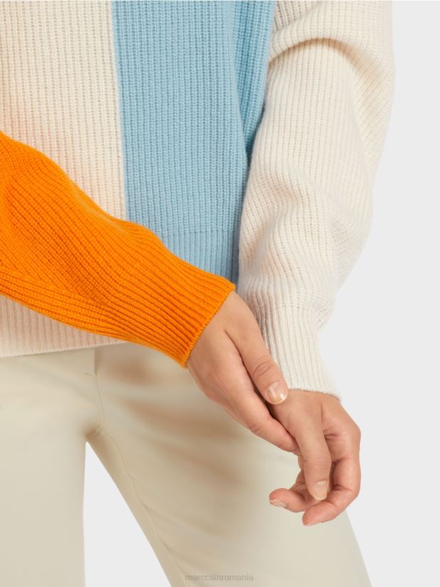 pulover tricotat supradimensionat Marc Cain portocaliu limpede îmbrăcăminte 4826HH1208