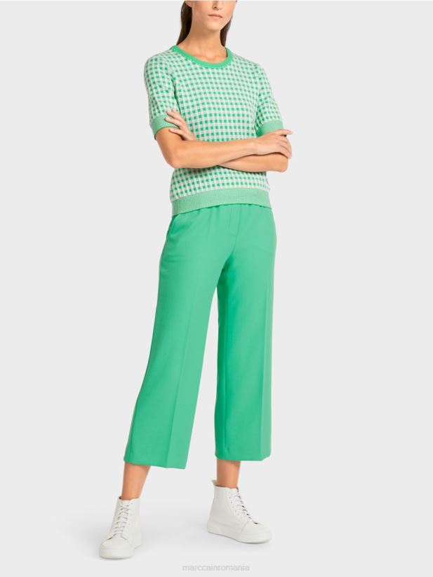 pulover vichy cu carouri \"tricotat in germania\" Marc Cain jad strălucitor îmbrăcăminte 4826HH1173