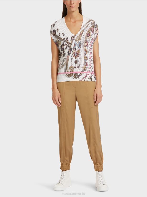 slipover 100% fabricat in germania Marc Cain aproape alb îmbrăcăminte 4826HH1155