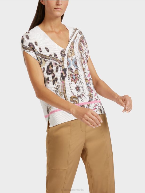 slipover 100% fabricat in germania Marc Cain aproape alb îmbrăcăminte 4826HH1155