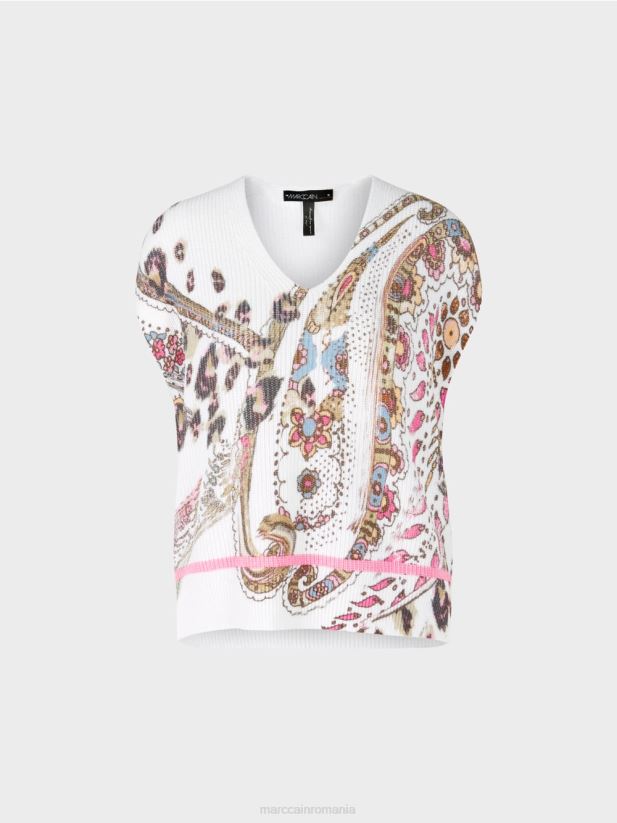 slipover 100% fabricat in germania Marc Cain aproape alb îmbrăcăminte 4826HH1155