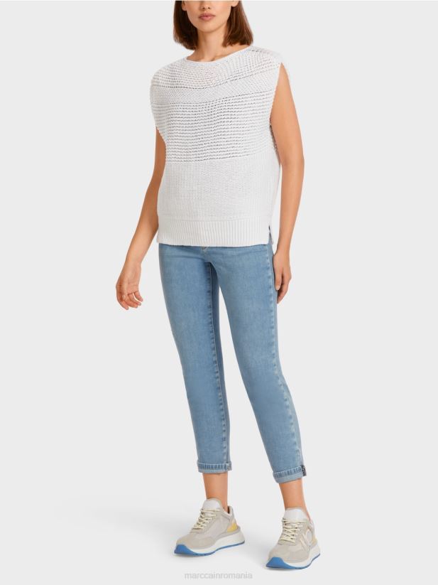 slipover 100% fabricat in germania Marc Cain aproape alb îmbrăcăminte 4826HH1164