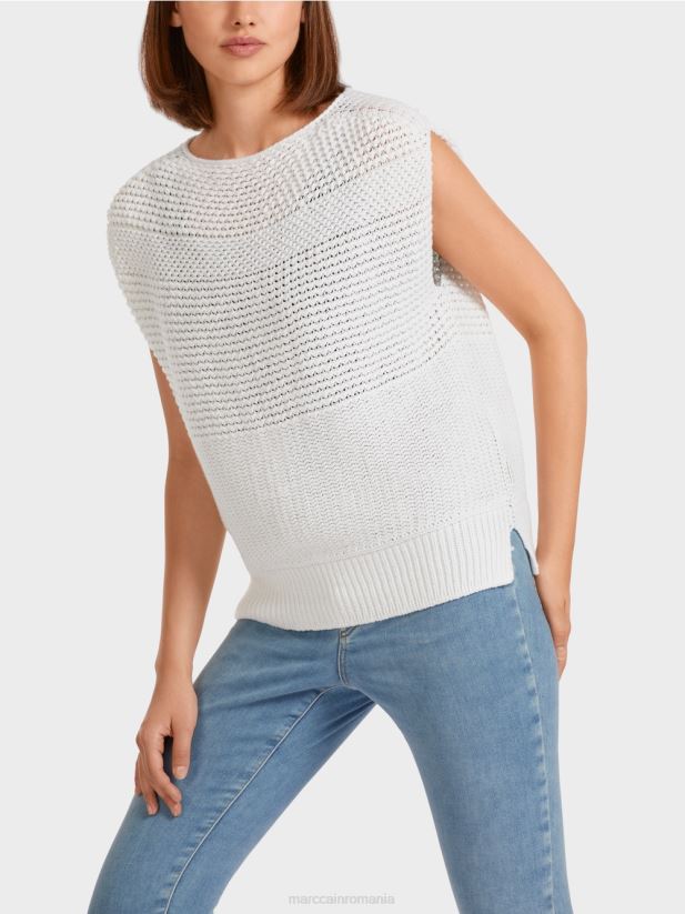 slipover 100% fabricat in germania Marc Cain aproape alb îmbrăcăminte 4826HH1164