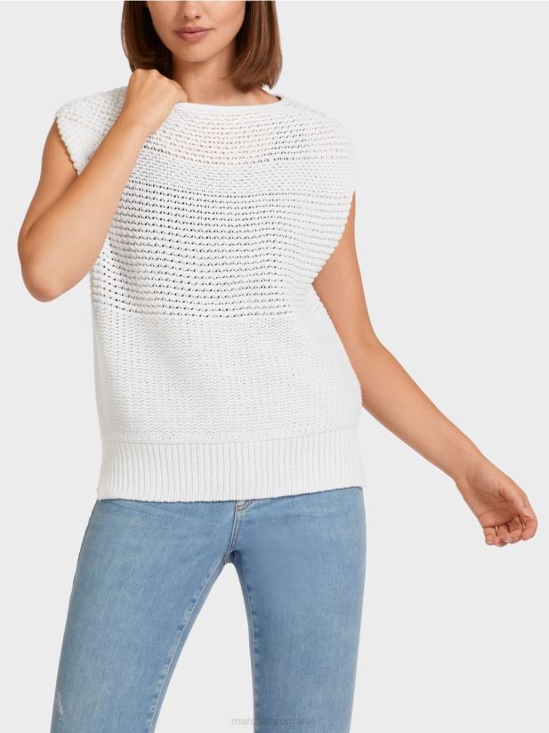 slipover 100% fabricat in germania Marc Cain aproape alb îmbrăcăminte 4826HH1164