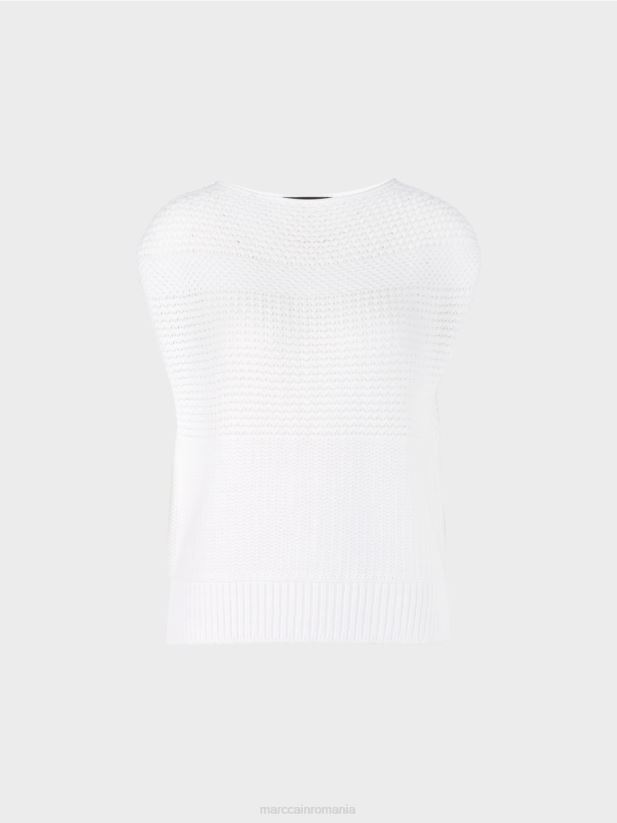 slipover 100% fabricat in germania Marc Cain aproape alb îmbrăcăminte 4826HH1164