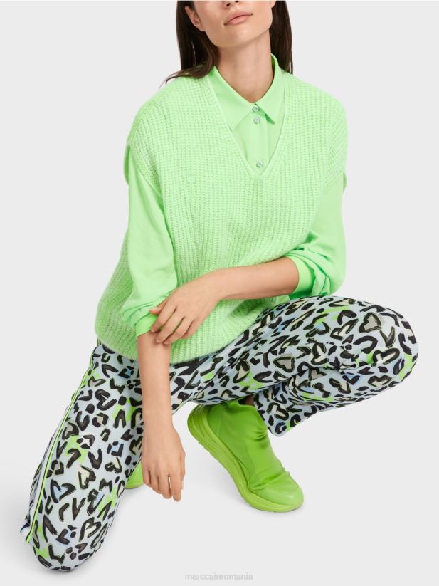 slipover 100% made in germany Marc Cain verde strălucitor șocant îmbrăcăminte 4826HH1095