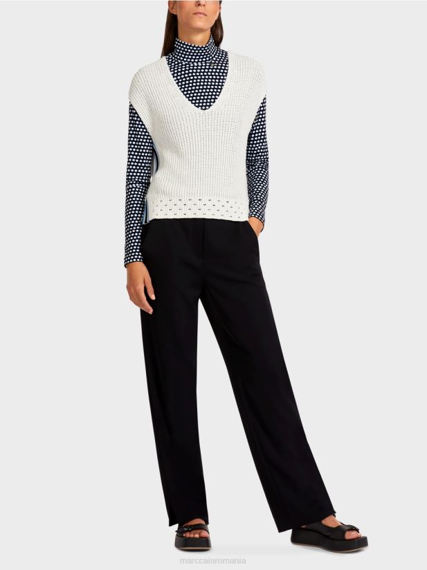 slipover "tricotat in germania" Marc Cain aproape alb îmbrăcăminte 4826HH1184