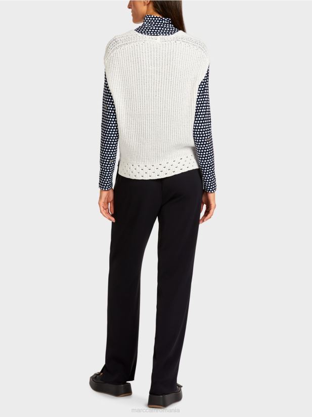 slipover \"tricotat in germania\" Marc Cain aproape alb îmbrăcăminte 4826HH1184