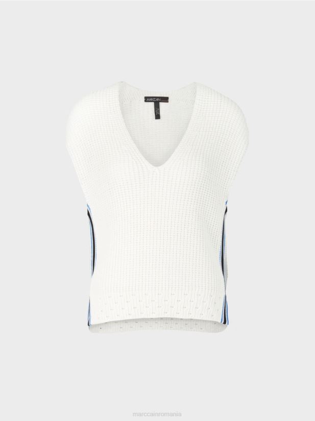 slipover \"tricotat in germania\" Marc Cain aproape alb îmbrăcăminte 4826HH1184