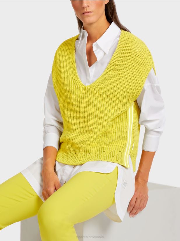 slipover \"tricotat in germania\" Marc Cain sulf verde îmbrăcăminte 4826HH1189