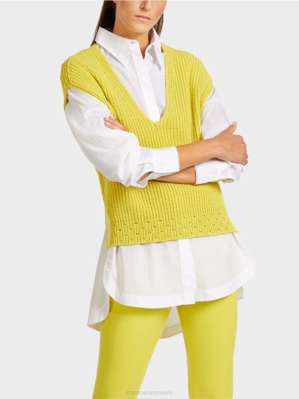 slipover \"tricotat in germania\" Marc Cain sulf verde îmbrăcăminte 4826HH1189