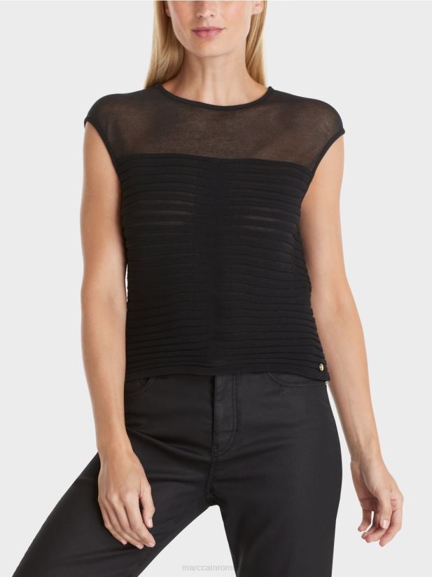 top cu dungi „regândiți împreună”. Marc Cain negru îmbrăcăminte 4826HH1033