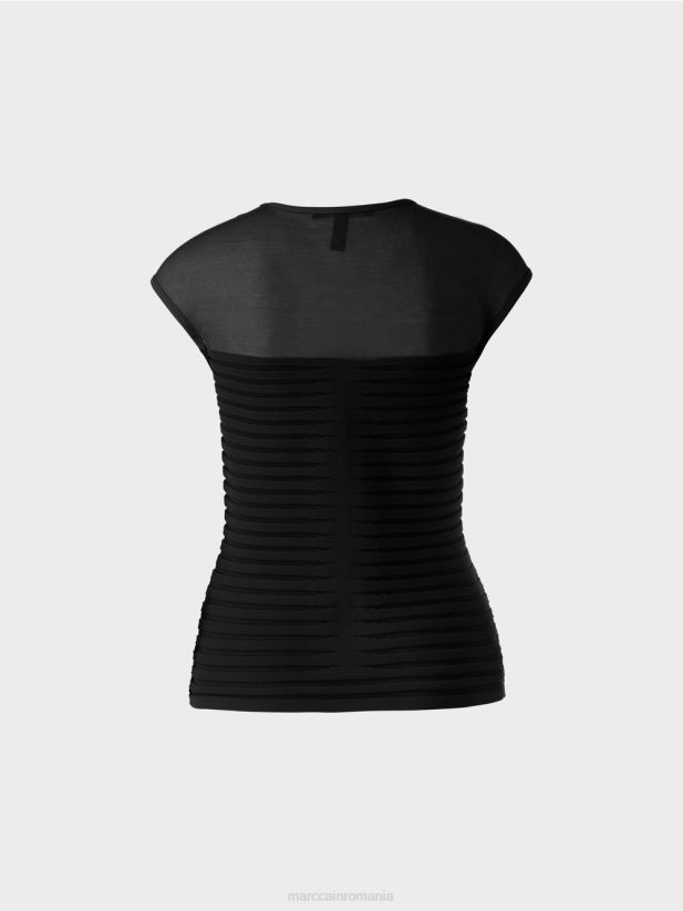 top cu dungi „regândiți împreună”. Marc Cain negru îmbrăcăminte 4826HH1033