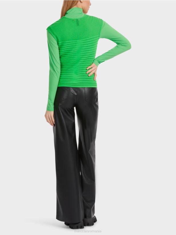 top cu dungi „regândiți împreună”. Marc Cain verde măr închis îmbrăcăminte 4826HH1034