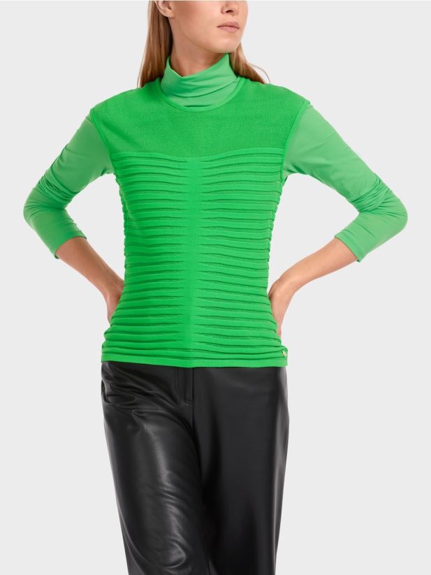 top cu dungi „regândiți împreună”. Marc Cain verde măr închis îmbrăcăminte 4826HH1034