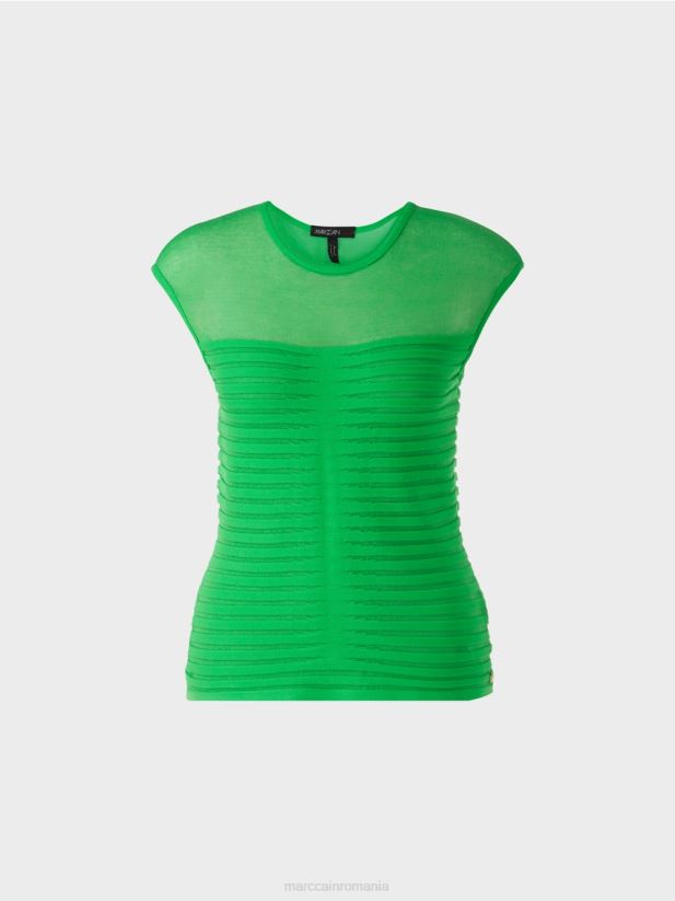 top cu dungi „regândiți împreună”. Marc Cain verde măr închis îmbrăcăminte 4826HH1034