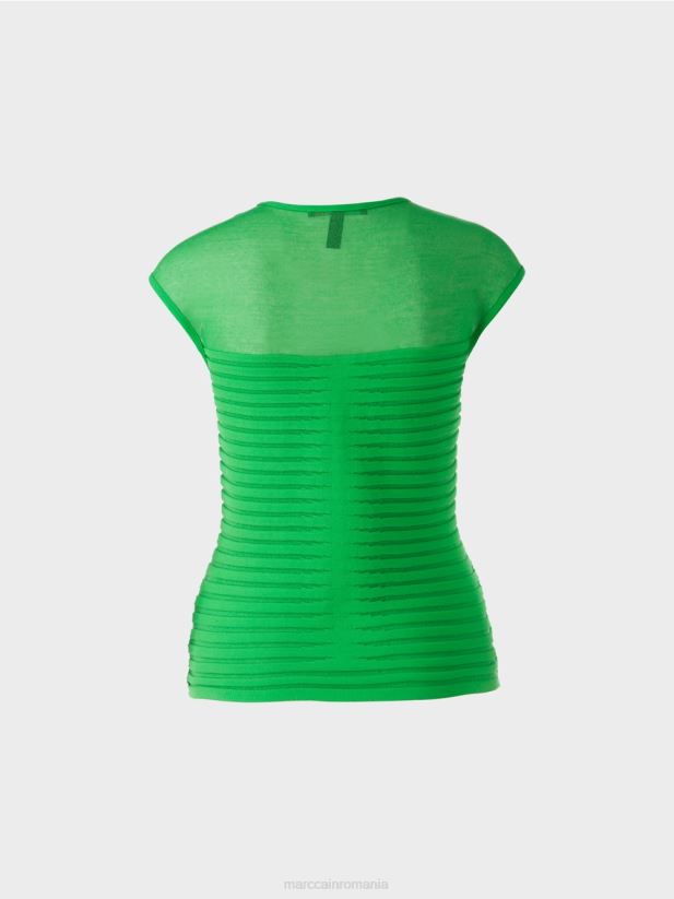 top cu dungi „regândiți împreună”. Marc Cain verde măr închis îmbrăcăminte 4826HH1034