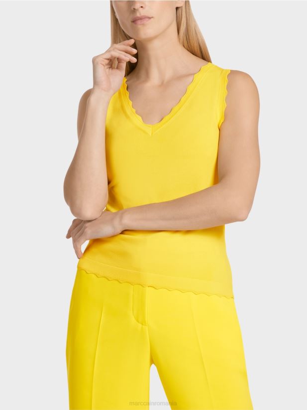 top din vascoza tricotata Marc Cain verde lamaie îmbrăcăminte 4826HH1144