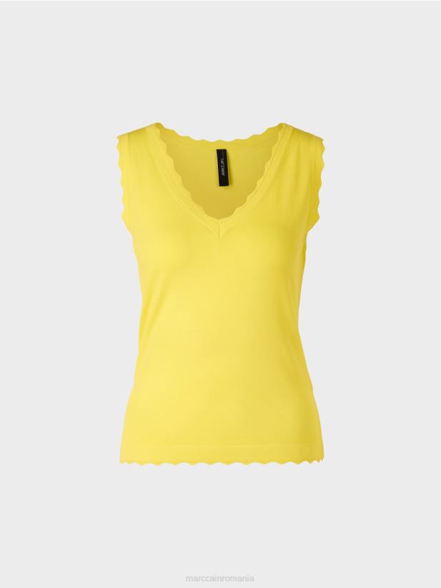 top din vascoza tricotata Marc Cain verde lamaie îmbrăcăminte 4826HH1144