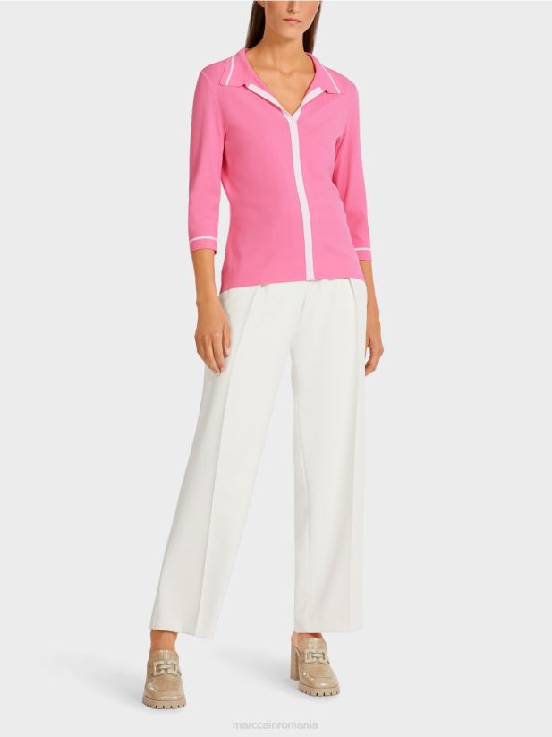 tricou polo tricotat „rethink together”. Marc Cain roz aprins îmbrăcăminte 4826HH1168