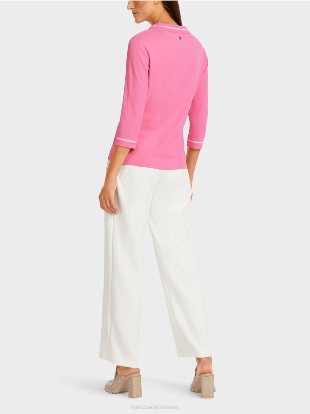 tricou polo tricotat „rethink together”. Marc Cain roz aprins îmbrăcăminte 4826HH1168