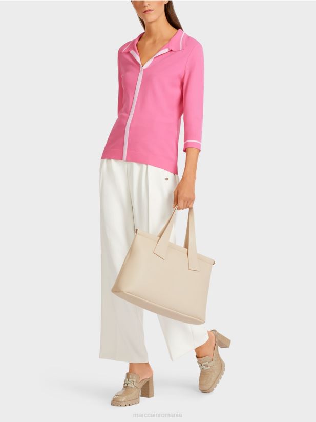 tricou polo tricotat „rethink together”. Marc Cain roz aprins îmbrăcăminte 4826HH1168