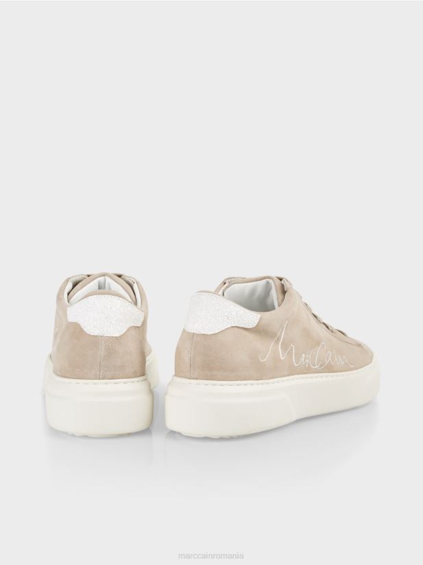 pantofi sport cu șireturi din piele intoarsa Marc Cain bronz strălucitor încălţăminte 4826HH1624