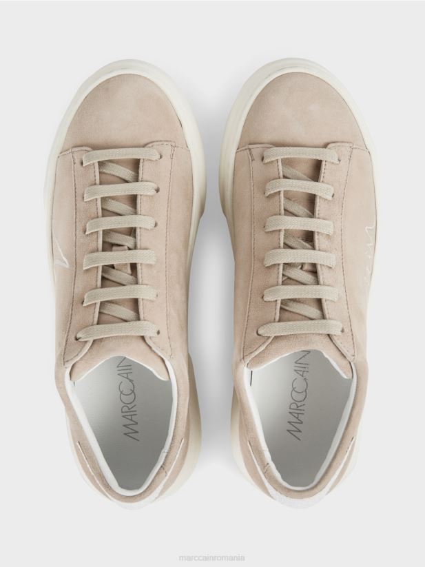 pantofi sport cu șireturi din piele intoarsa Marc Cain bronz strălucitor încălţăminte 4826HH1624