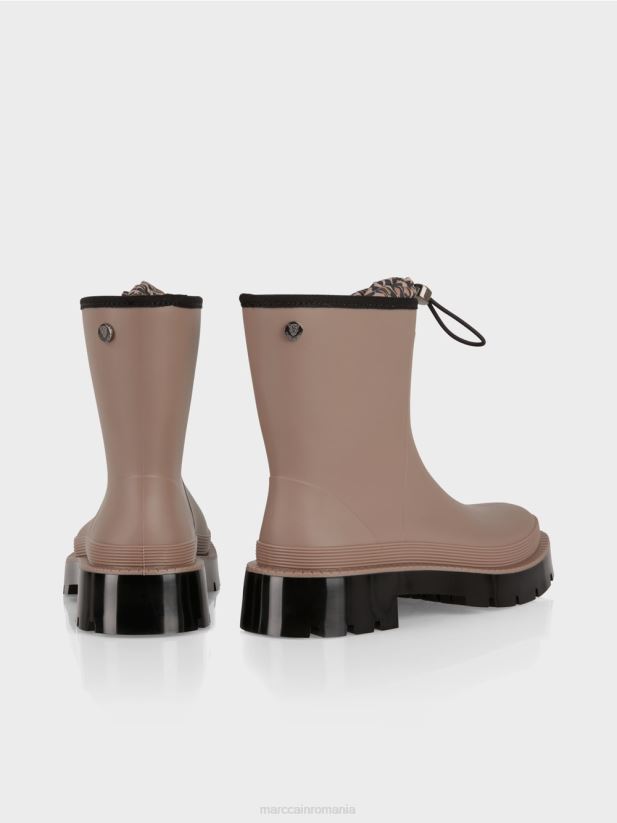 botine de cauciuc cu captuseala leu Marc Cain caramel strălucitor încălţăminte 4826HH1565