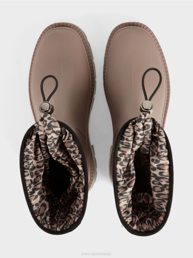 botine de cauciuc cu captuseala leu Marc Cain caramel strălucitor încălţăminte 4826HH1565