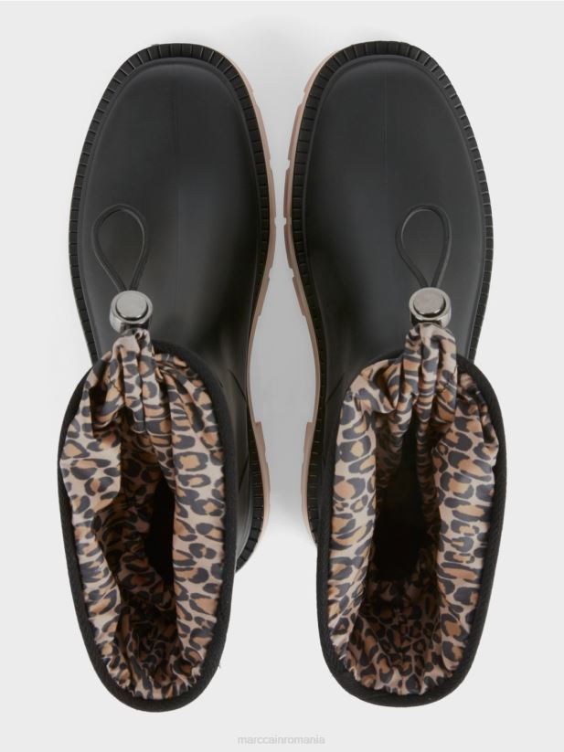 botine de cauciuc cu captuseala leu Marc Cain negru încălţăminte 4826HH1580